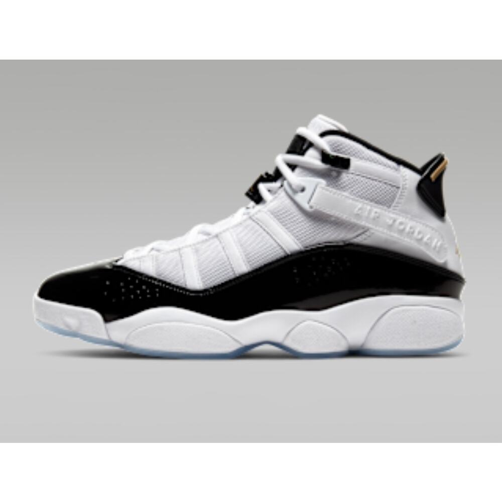 Nike Air Jordans 6 Rings 6.5Y White Black Patent Leather Sneakers Streetwear